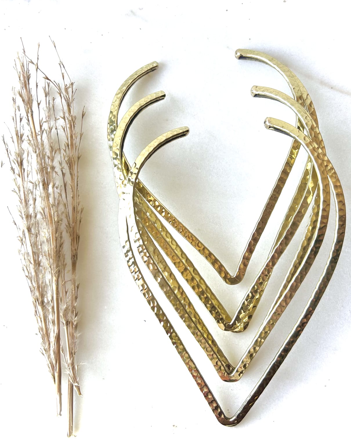 Heart Hammered Design Brass Choker Set