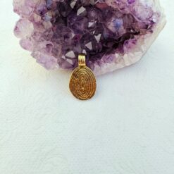 Oval Spiral Texture Brass Pendant