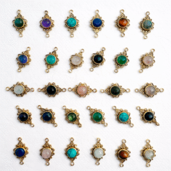 Ornate Stone Brass Gemstone Connectors