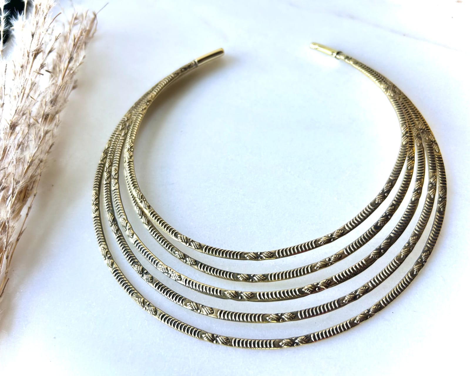 Multi Layered Round Brass Choker Set