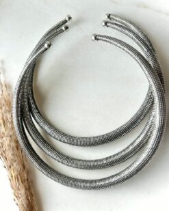 Celestial Pebble Silver Tone Brass Choker Set