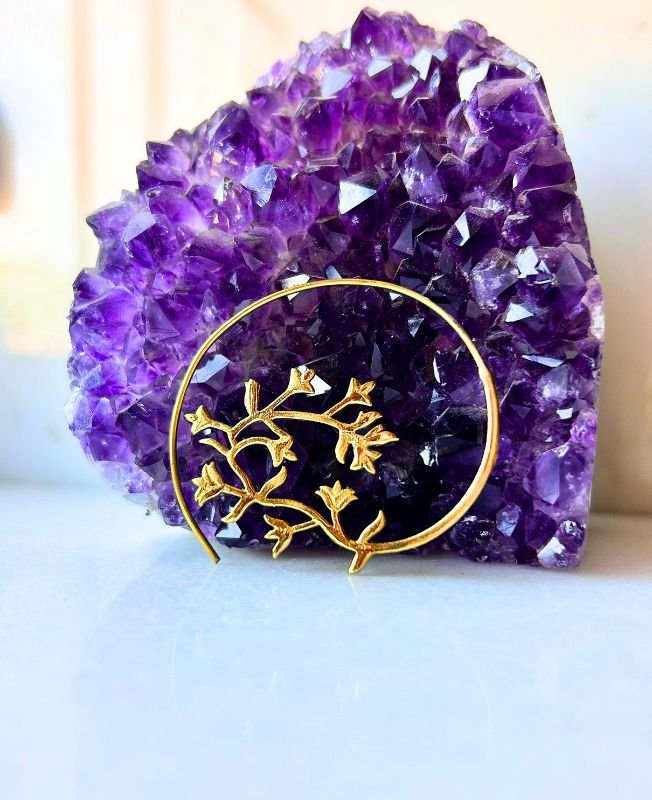 5/20 Pairs Vine Filigree Hoop Brass Earrings