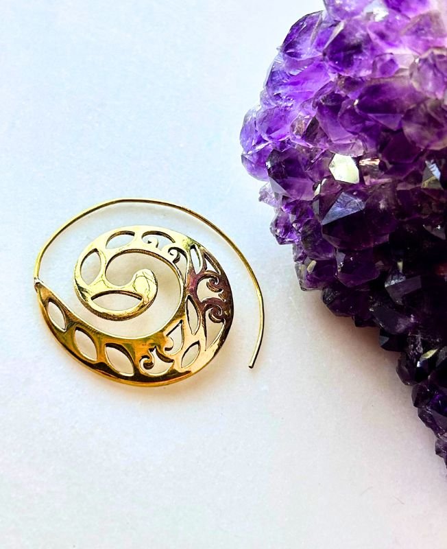 5/20 Pairs Bohemian Swirl Filigree Brass Earrings