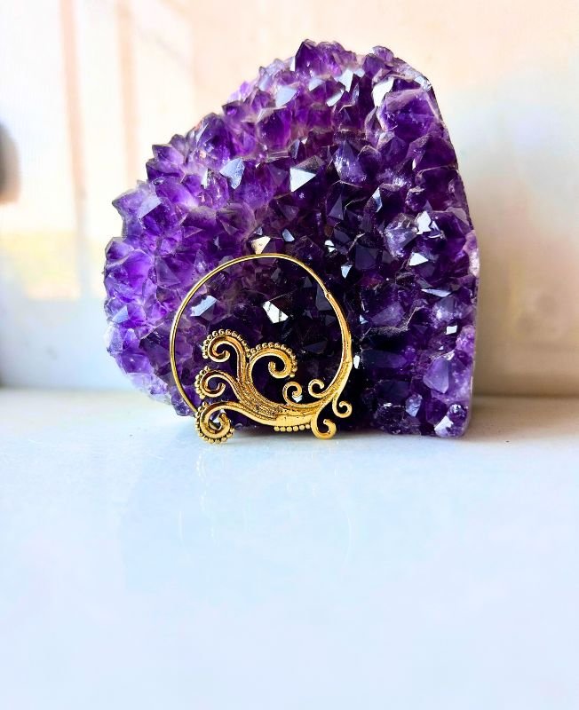 5/20 Pairs Bodhi Leaf Filigree Brass Earrings