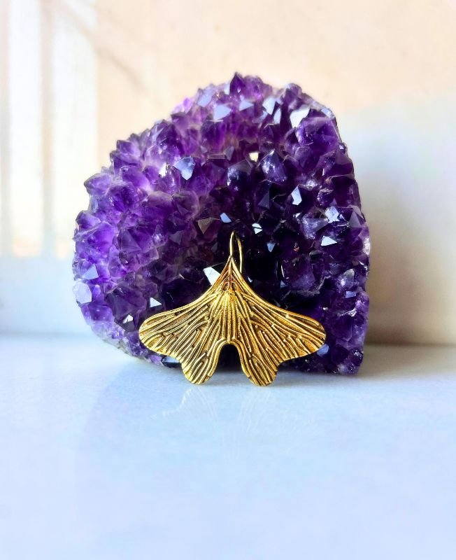 Ginkgo Leaf Filigree Brass Earrings