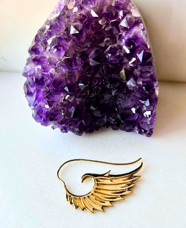 Wing Ear Cuff Spiral Brass Earrings