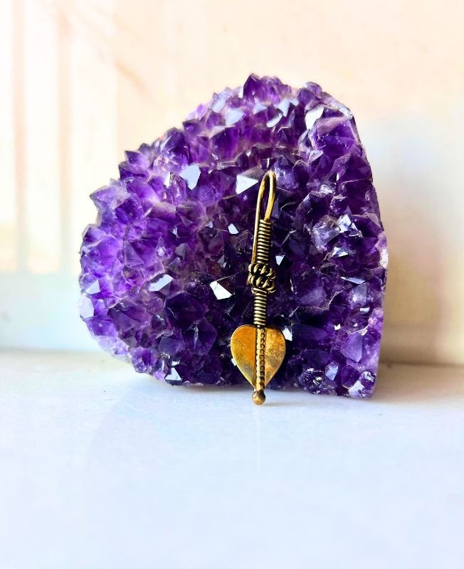 Heart Hook Wire Brass Earrings