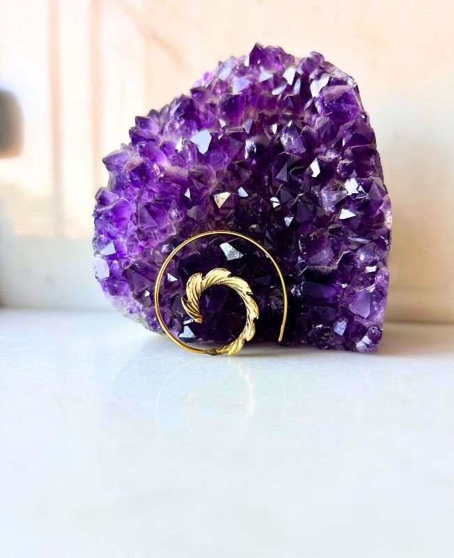 5/20 Pairs Spiral Leaf Hoop Brass Earrings