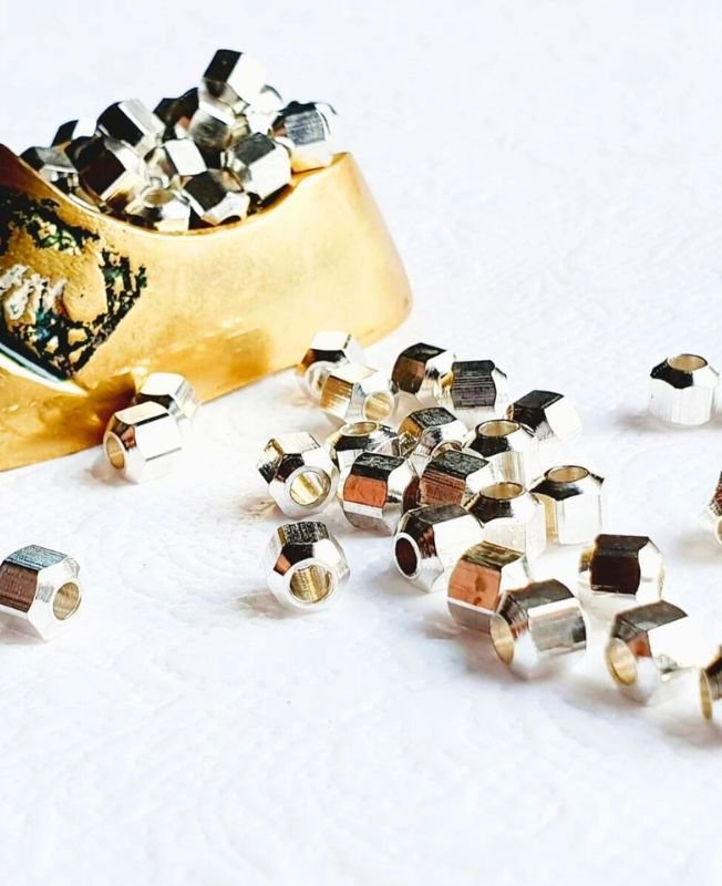 5.5MM Silver-filled brass Geometric Beads